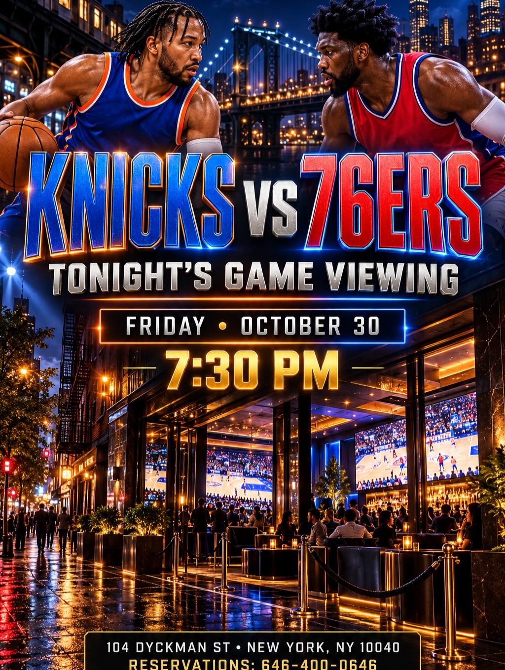 Game night at PreGame Dyckman — Knicks vs 76ers on the big screens